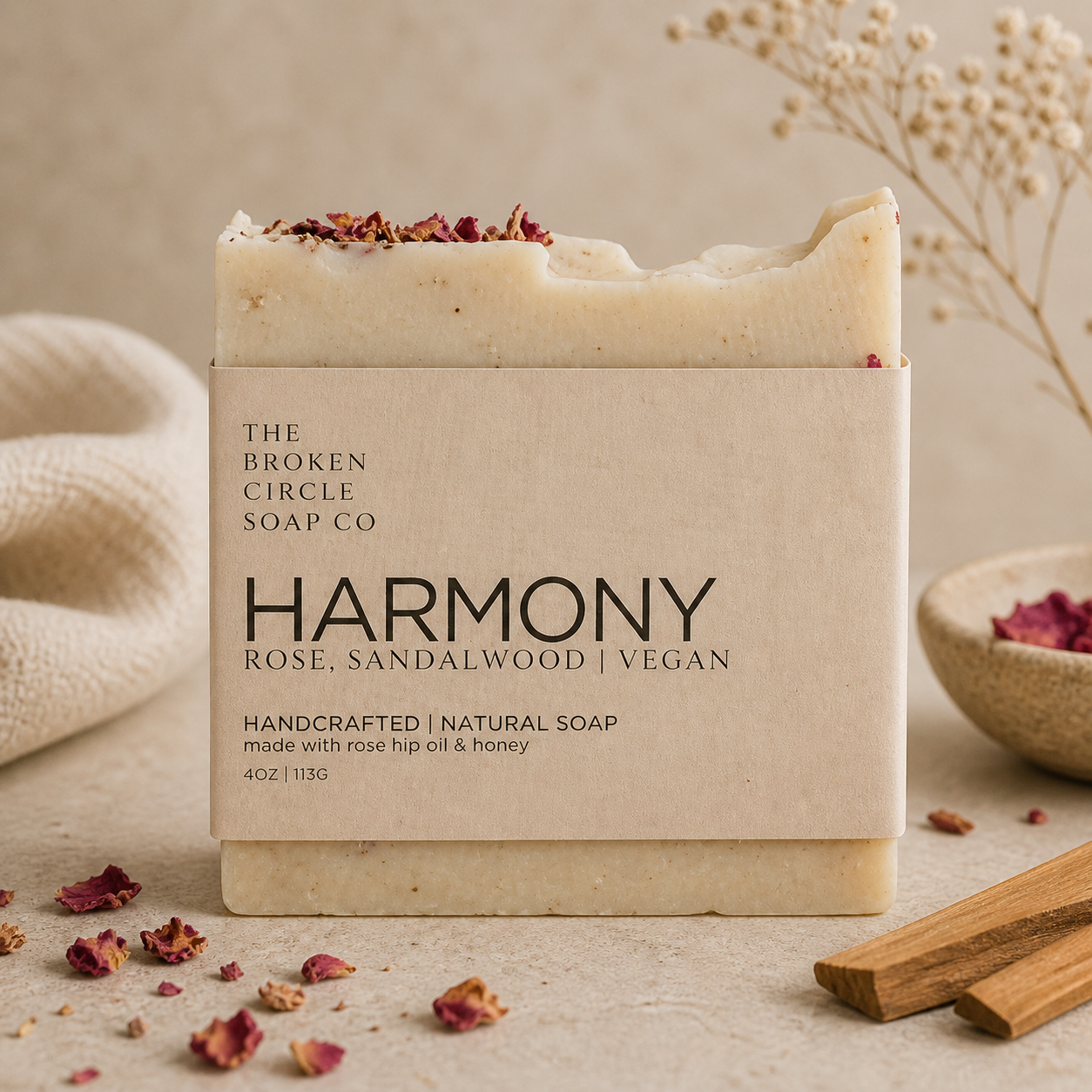 Harmony | Rose Sandalwood Soap | Honey Natural Bar