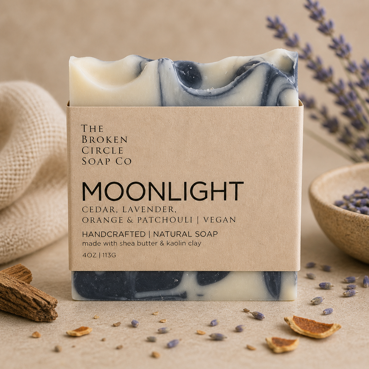 Moonlight | Cedarwood Patchouli Lavender Soap | Natural Bar